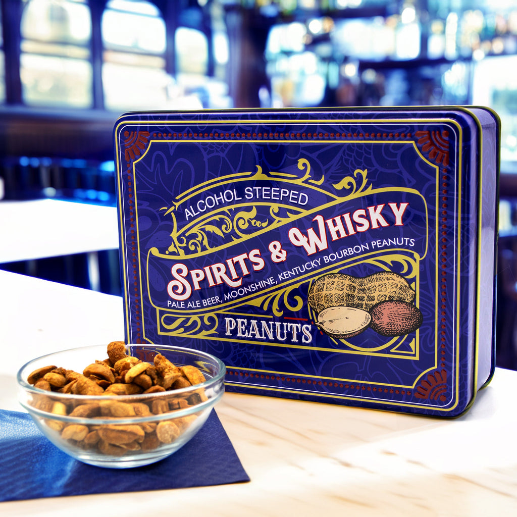 Spirits & Whisky Peanuts Men's Gift Tin – 3 Gourmet Flavors | Moonshine, Pale Ale & Bourbon Peanuts