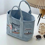 Snoopy Embroidered Canvas Tote Bag – Japanese Style Casual Handbag