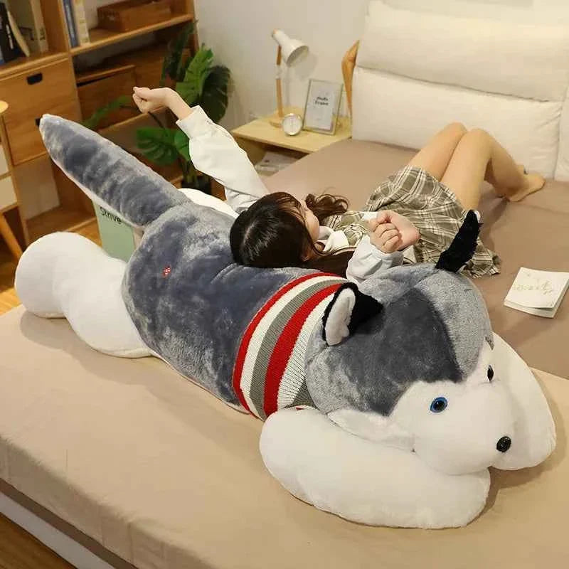 Giant Husky Plush Toy – Soft Dog Body Pillow Stuffed Animal