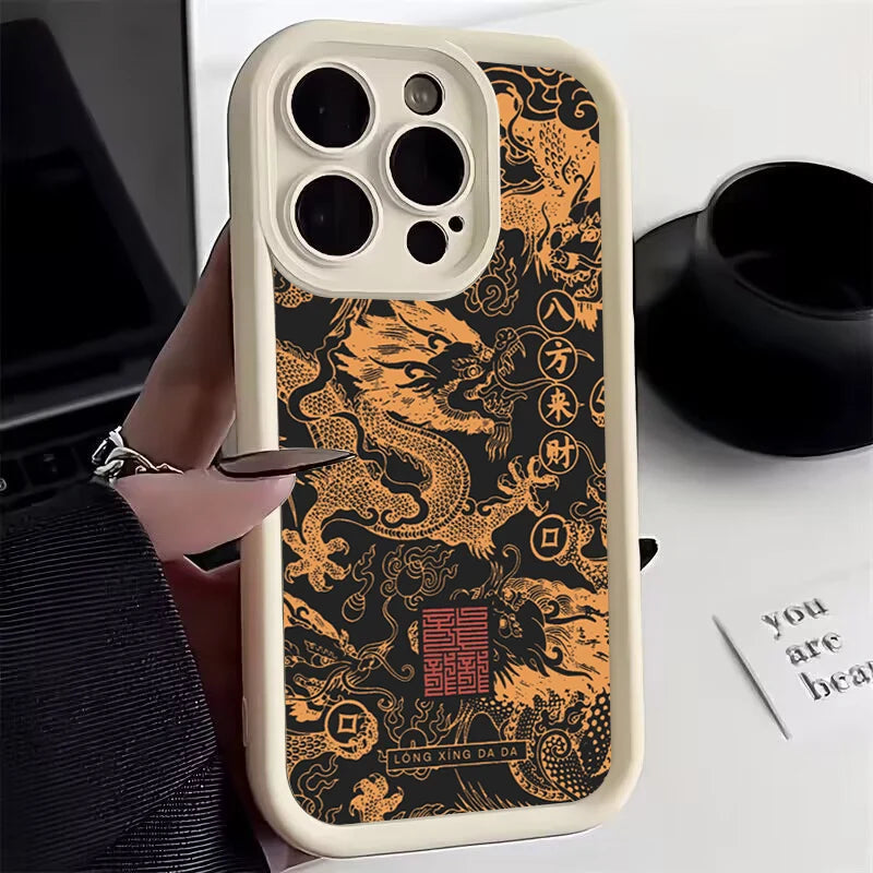 Luxury Fashion East Dragon Soft Phone Case for Samsung Galaxy S24 Ultra S23FE S22 S21 Plus A54 A55 A53 A15 A35 A14 A34 A32 Cover