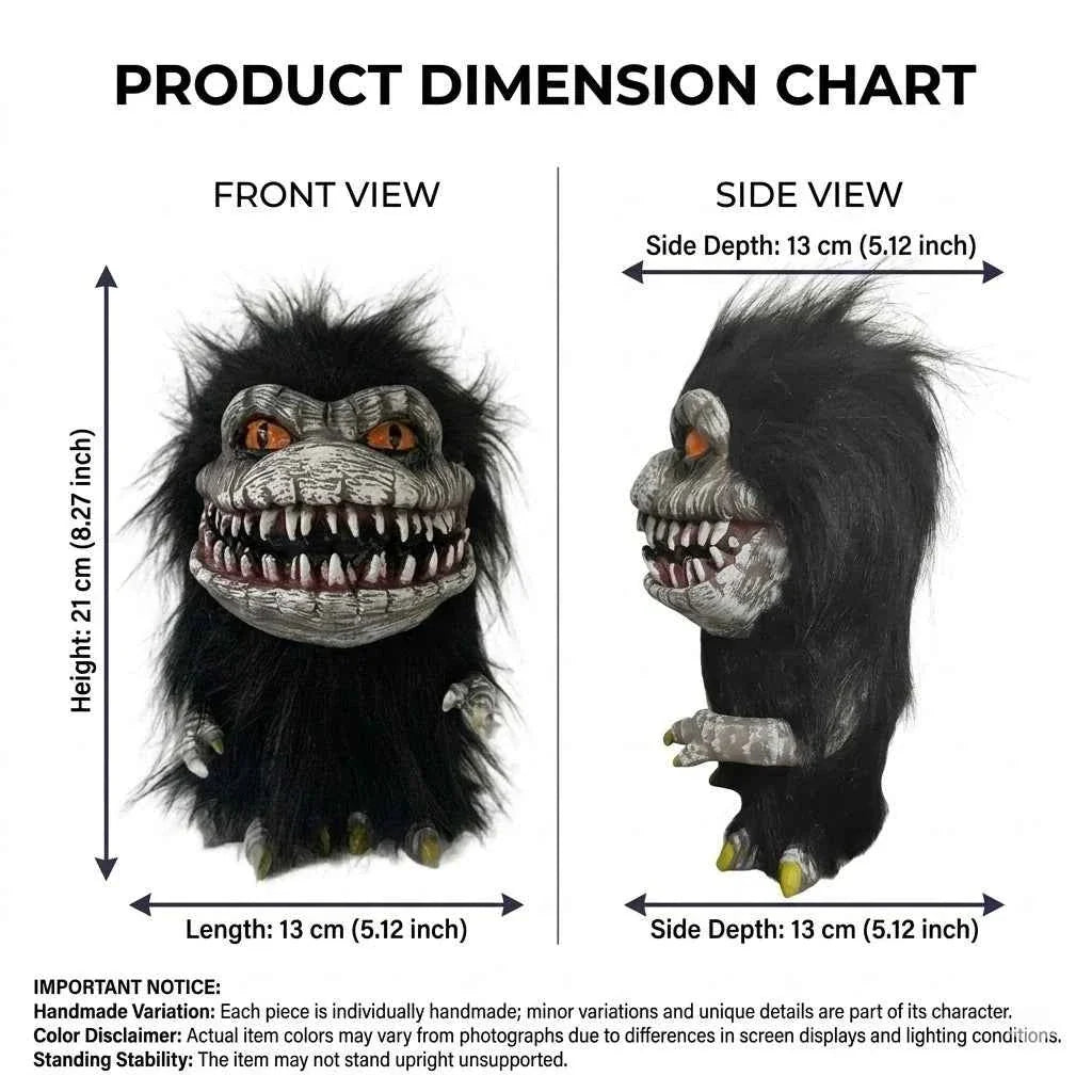 Black Horror Monster Doll – Furry Creature Plush Decor Figure