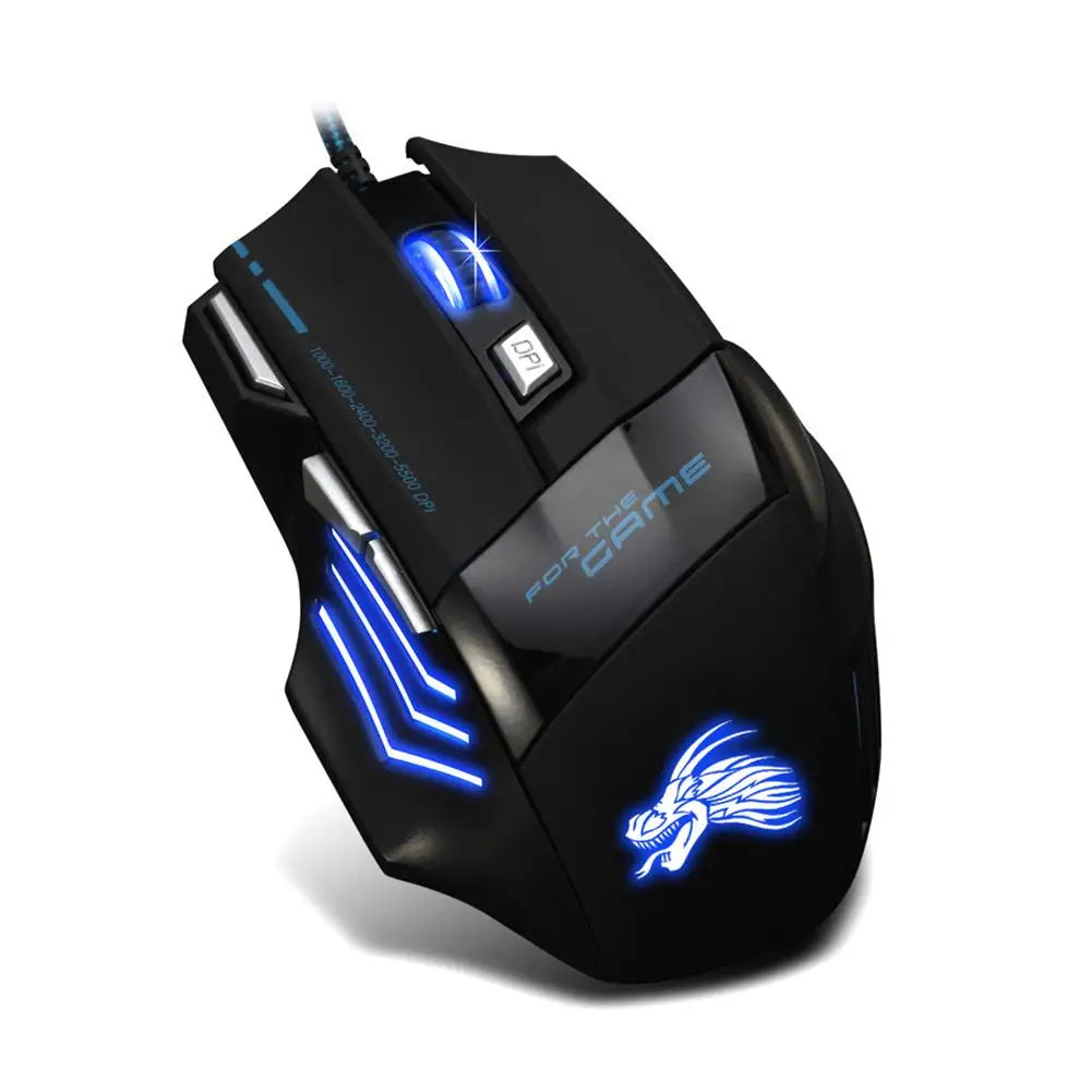 USB Wired Gaming Mouse 7 Button Backlit Ergonomic Mice 5500 DPI Backlight Adjustable Optical Mice for PC Gamer Computer Desktop