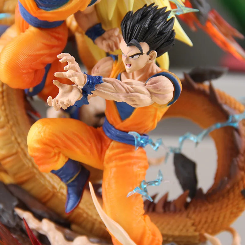 Dragon Ball Z Goku Gohan Goten Anime Figure, Super Saiyan 3 Ultimate Figurine Form 28 CM