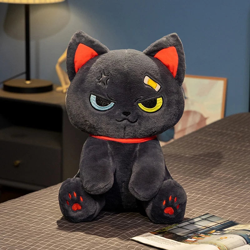 Dark Pirate Cat Plush Toy – Gothic Halloween Stuffed Black Cat Doll