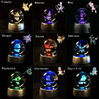 Pokemon 3D Crystal Ball Pokeballs with LED Light Base, Kids Anime Toy Gifts
