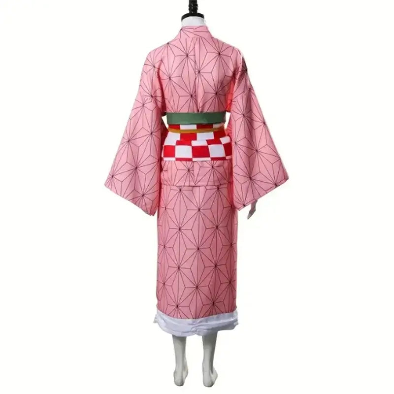 Nezuko Kamado Cosplay Costume: Adult Demon Slayer Kimono Set