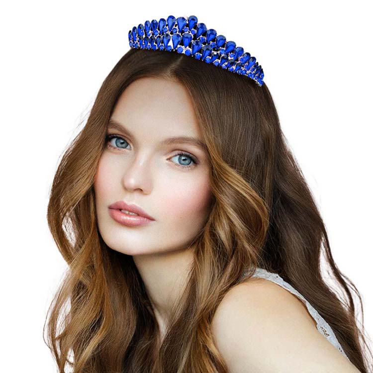 Crystal Teardrop Cluster Pageant Queen Tiara