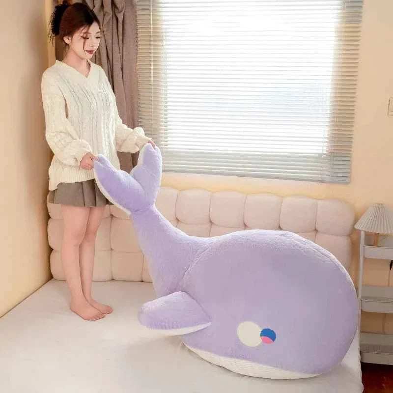 Kawaii Purple Whale Plush Toy – Super Soft Stuffed Marine Animal Pillow (40–100cm)