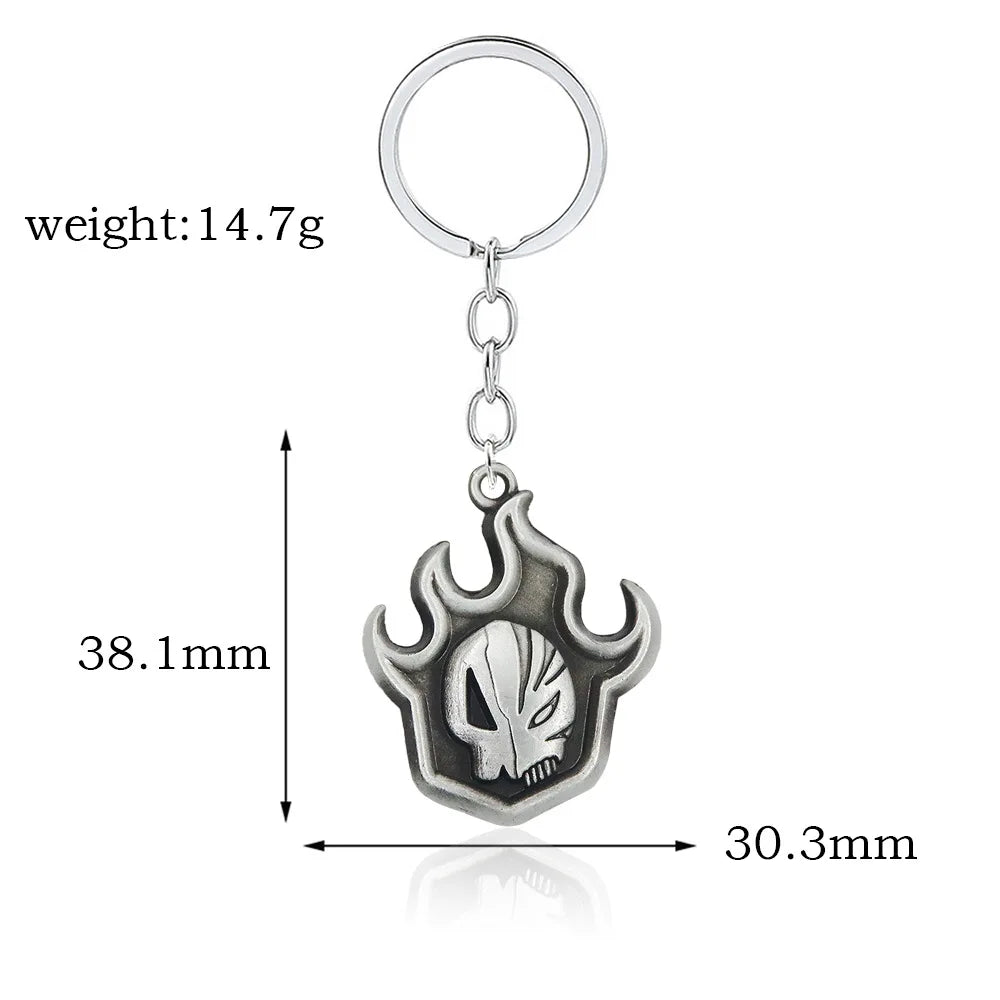 Anime Bleach Keychain Kurosaki Mask Sword Metal necklace Pandent Keyring for Women Men Car Jewelry Fan Cosplay Prop