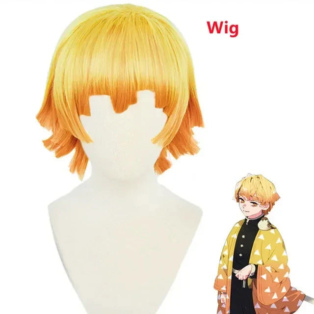 Zenitsu Cosplay Costume: Demon Slayer Kimono Wig Set
