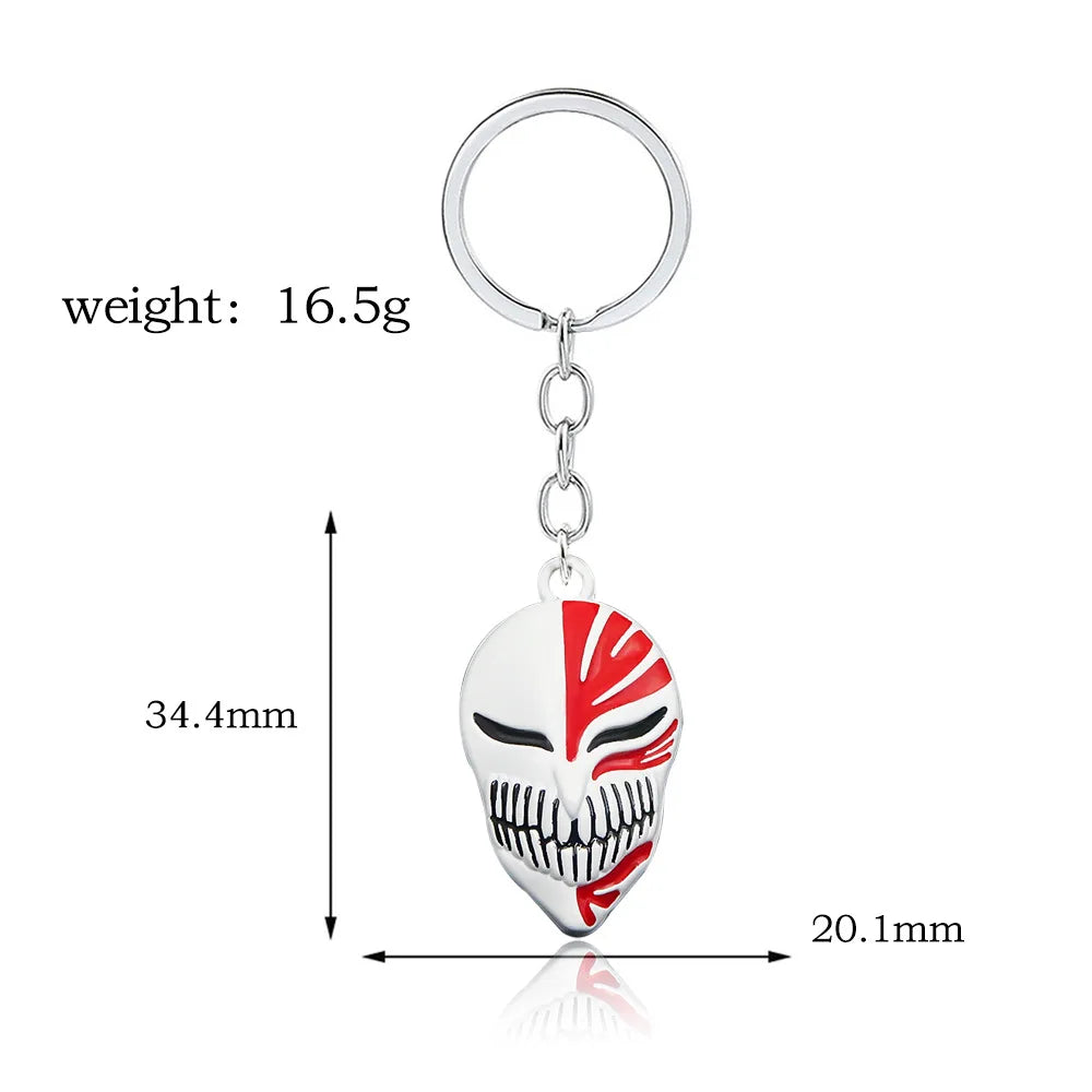 Anime Bleach Keychain Kurosaki Mask Sword Metal necklace Pandent Keyring for Women Men Car Jewelry Fan Cosplay Prop