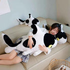 Kawaii Cow Shark Plush Toy – Fluffy Black & White Marine Animal Sleeping Bolster (50–100cm)