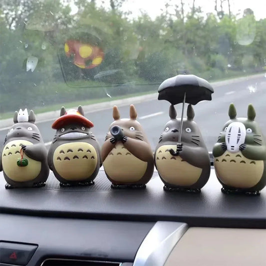5 PCS Set Totoro Mini Figurines, My Neighbor Totoro Statue Cute Anime Figures 11 CM