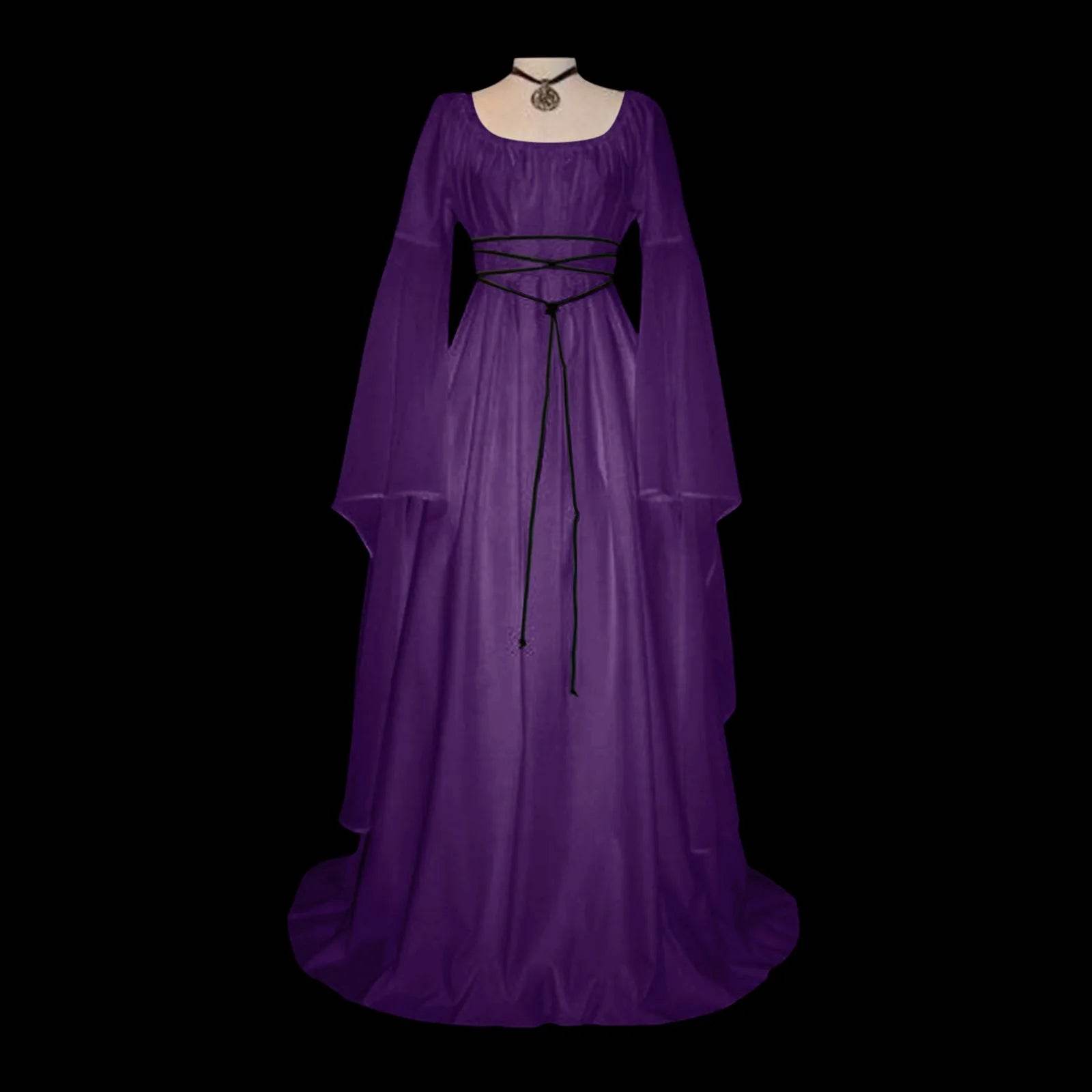 Medieval Gothic Style Retro Cosplay Clothing Long Sleeved Dress Women's Party Dress Mardi Gras Stage Performance Costumes - White / S / United States