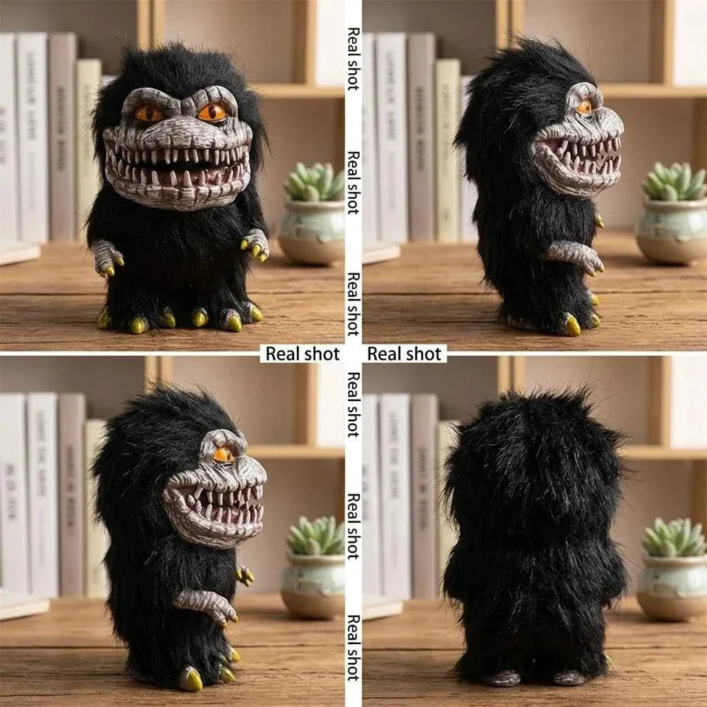 Black Horror Monster Doll – Furry Creature Plush Decor Figure