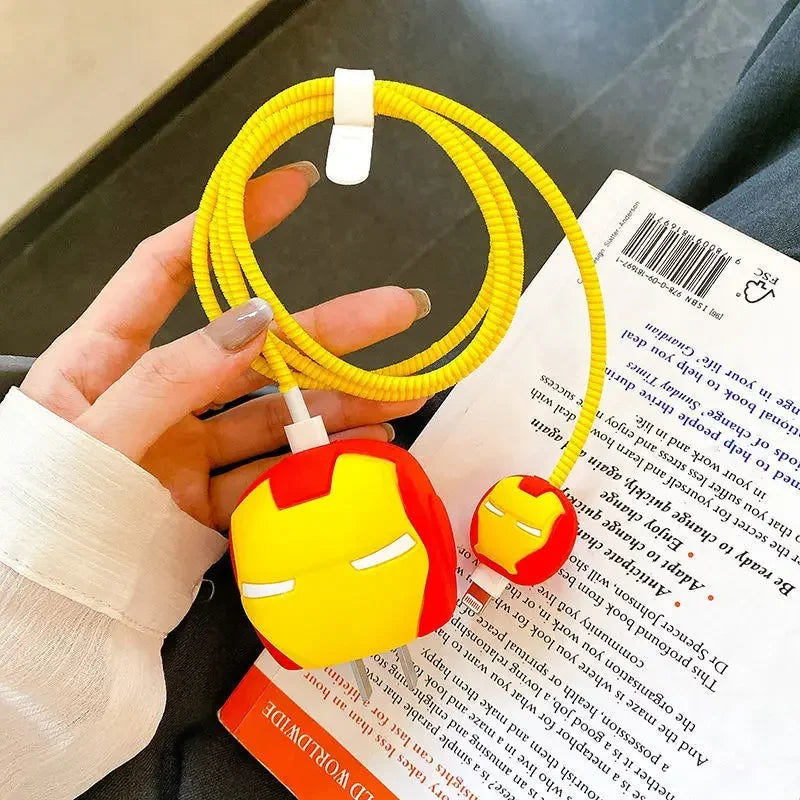 4Pcs/Set  Cute 3D Cartoon Set Cable Protector for iPhone / iPad 18W/20W Charger Case Phone Wire Cord Organizers for iPhone 14 15