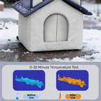 Outdoor Insulated Cat House – Windproof Waterproof Pet Shelter with Enclosed Door & Moisture-Proof Base, Grey (S–L)