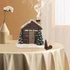Winter Cabin Decoration - Rustic Log Cabin Incense Burner in Christmas Style for Home Fragrance and New Year Gifts - Snowhouse / China