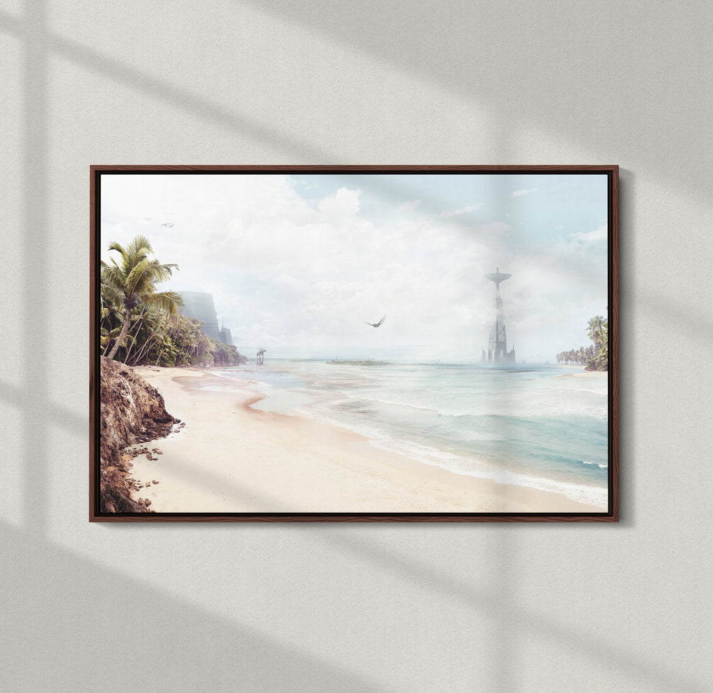 Scarif Beach Landscape Star Wars Framed Canvas Art