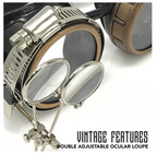 Steampunk Goggles with magnifying loupes crystal clear spiral diffraction lenses