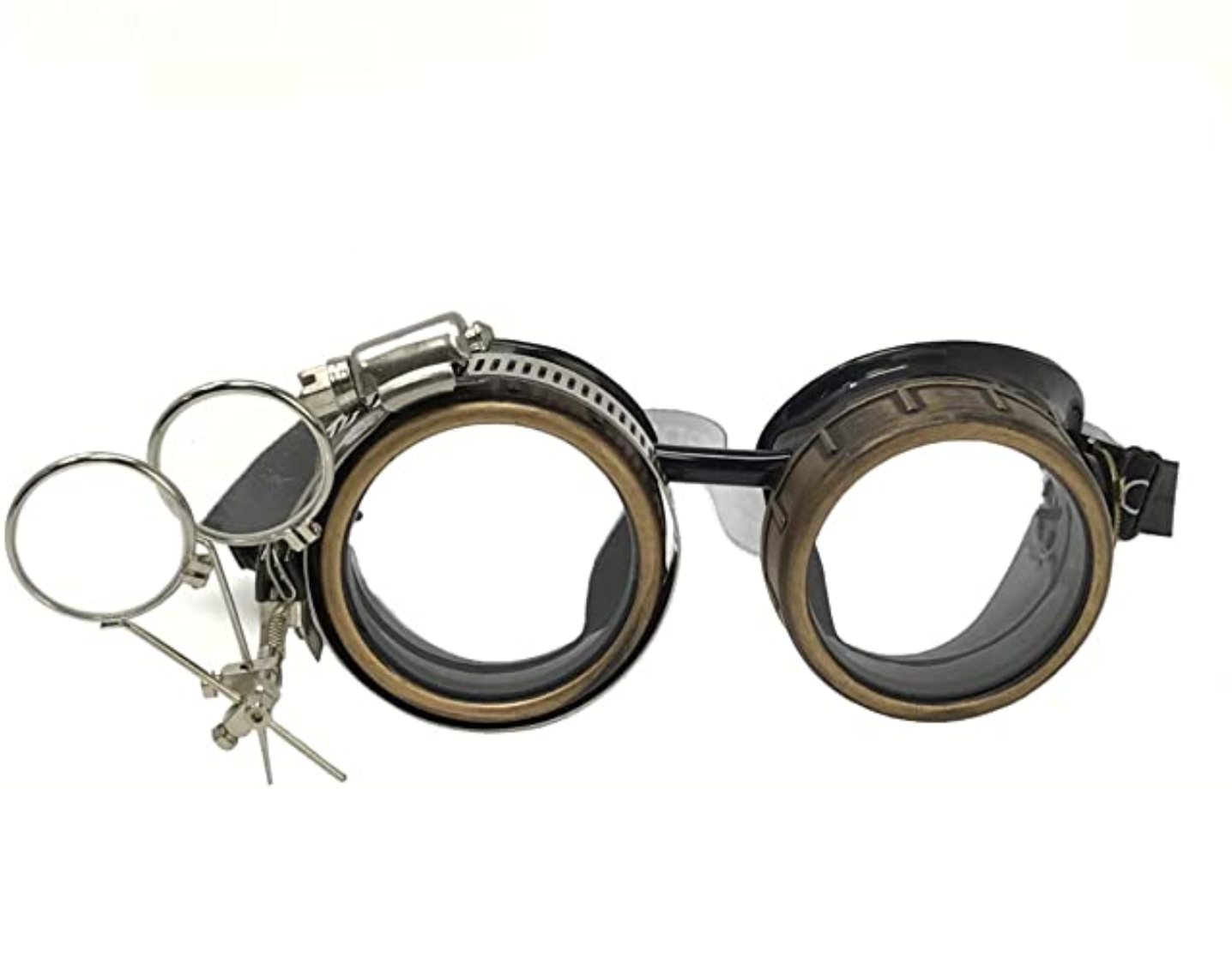 Steampunk Goggles with magnifying loupes crystal clear spiral diffraction lenses