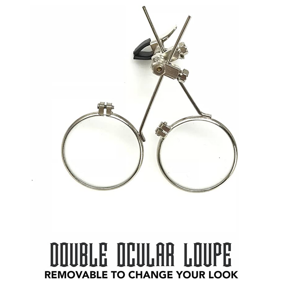 Steampunk Goggles with magnifying loupes crystal clear spiral diffraction lenses