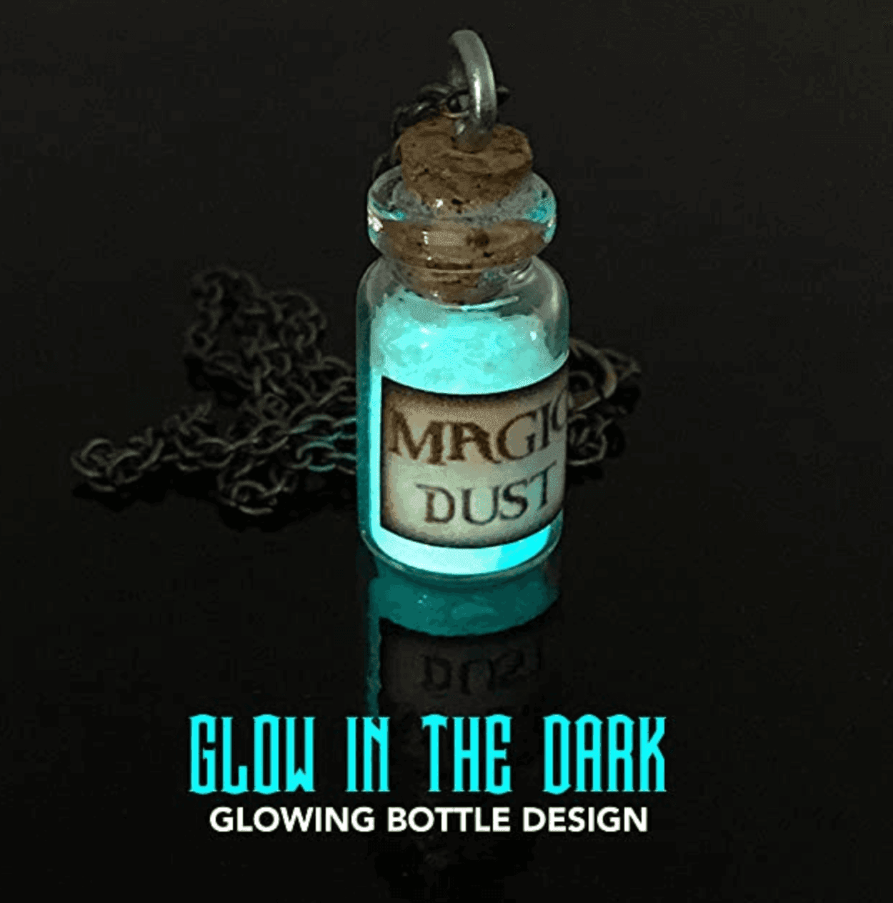 Magic dust kawaii pastel goth glowing necklace - aqua