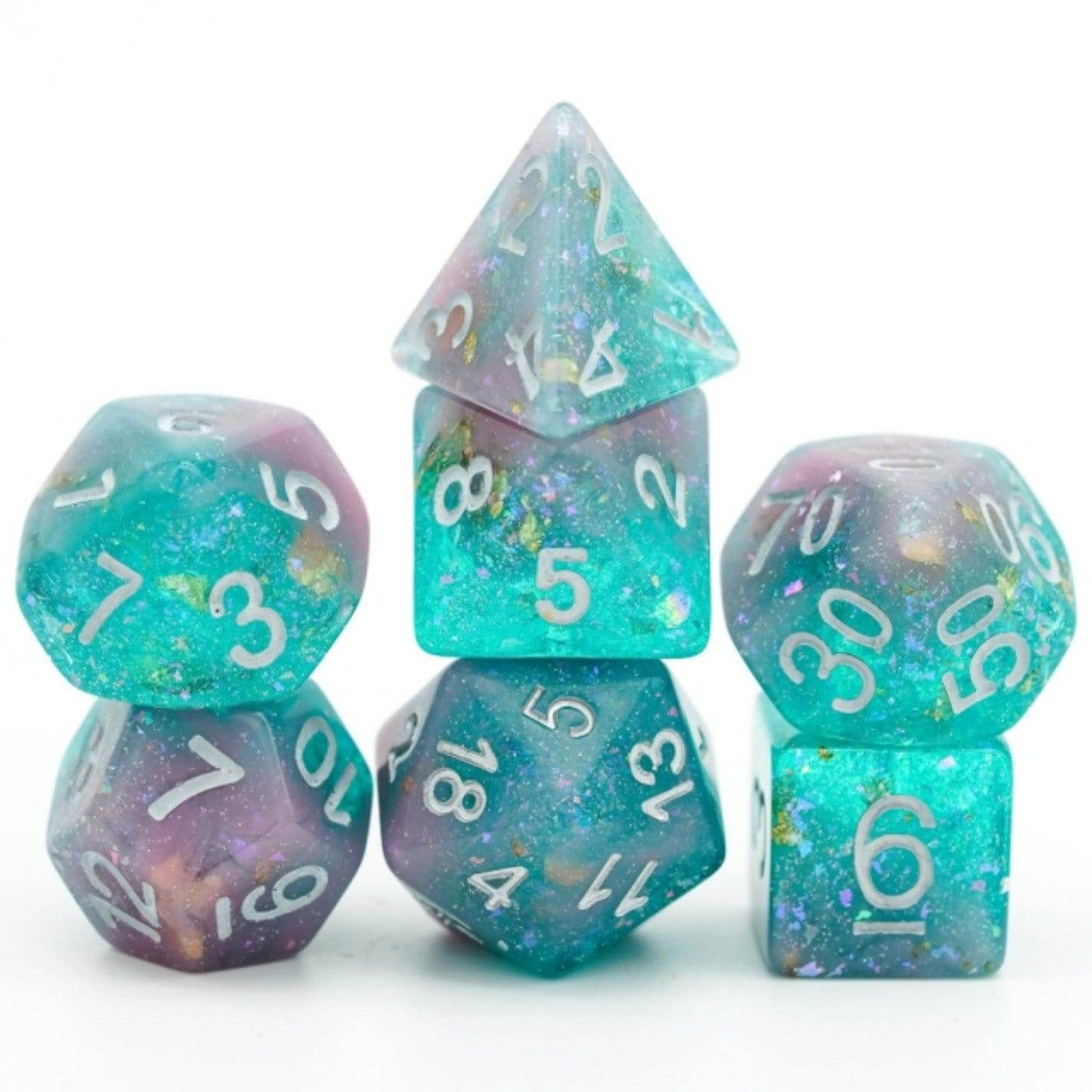 Pink & Green Seabed Treasure RPG Dice Set - 