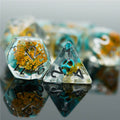 Yellow Flower with Blue Skull RPG Dice Set - 