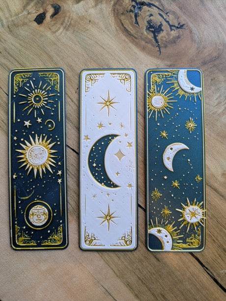 Celestial 3D Printed Moon & Sun Boho Bookmarks | Starry Night & Radiant Sun Designs | Handmade Bookmark Art - Sun