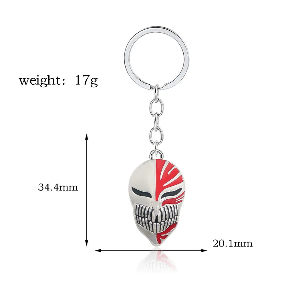 Anime Bleach Keychain Kurosaki Mask Sword Metal necklace Pandent Keyring for Women Men Car Jewelry Fan Cosplay Prop