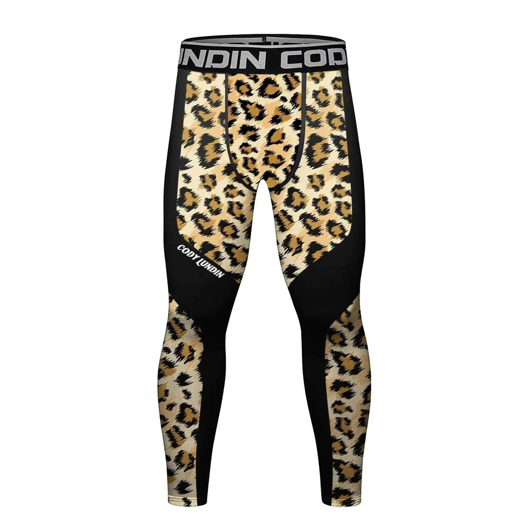 Men's Compression Running Tights - Leopard / Medium