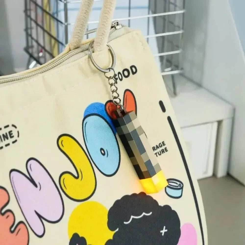 Minecraft Glow Keychain Torch Pendant Gift - 