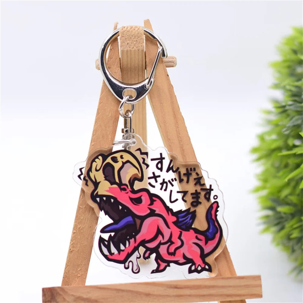 6cm Game Monster Hunter Acrylic keychain 6cm student bag bag small pendant small gift decoration