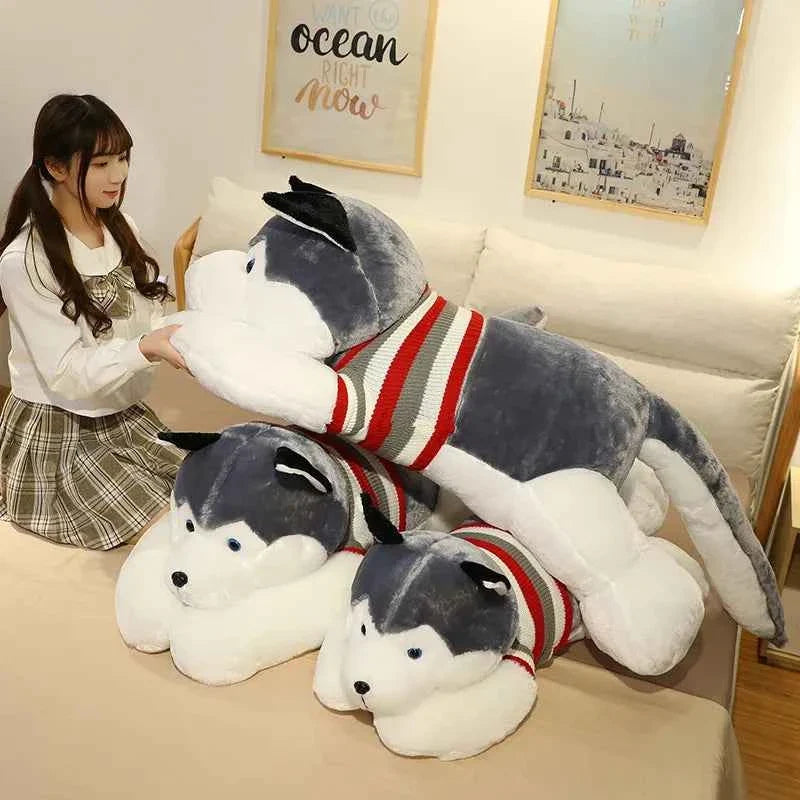 Giant Husky Plush Toy – Soft Dog Body Pillow Stuffed Animal