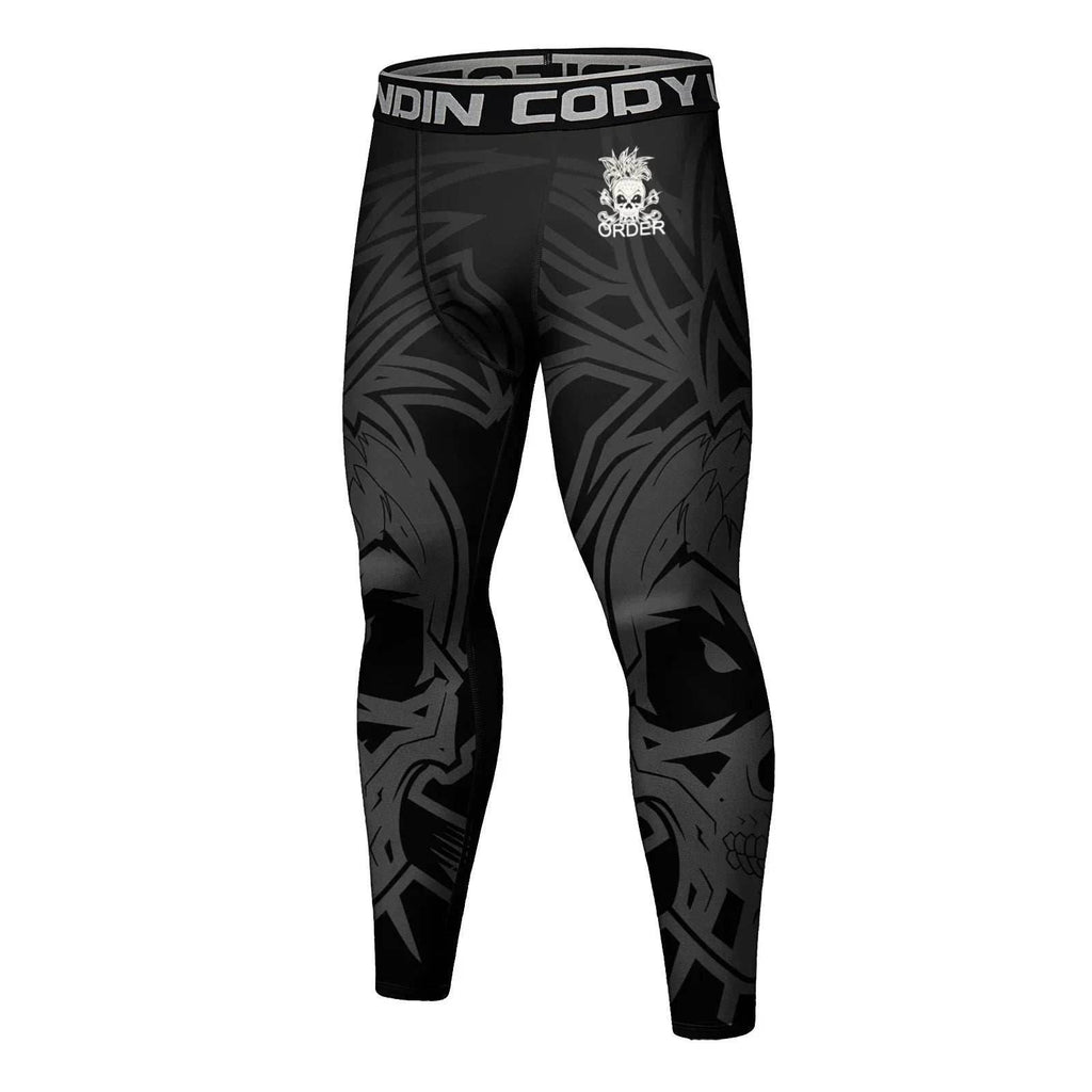 Men's Compression Running Tights - Skulls / Medium