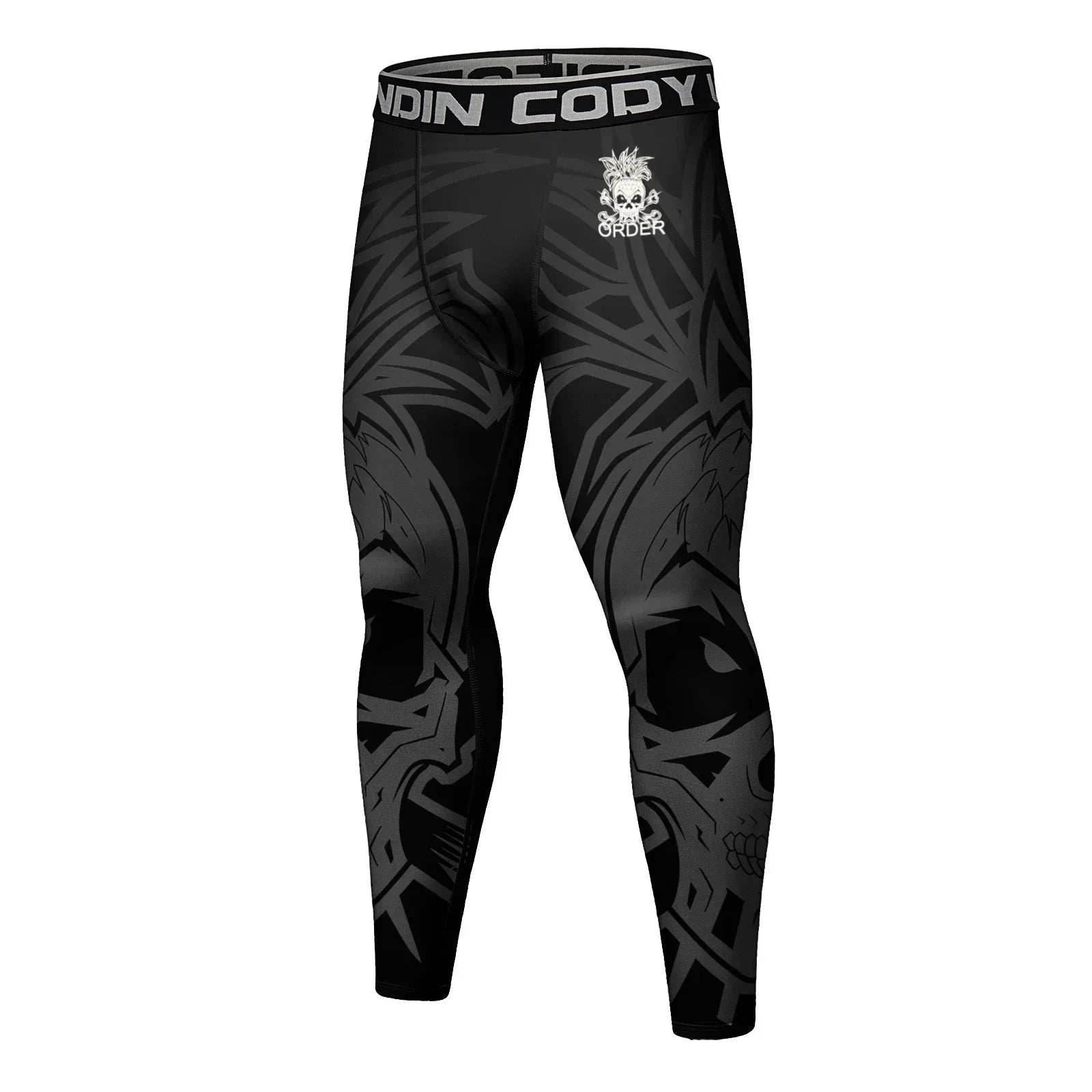 Men's Compression Running Tights - Skulls / Medium