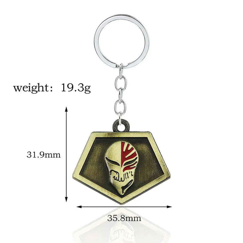 Anime Bleach Keychain Kurosaki Mask Sword Metal necklace Pandent Keyring for Women Men Car Jewelry Fan Cosplay Prop