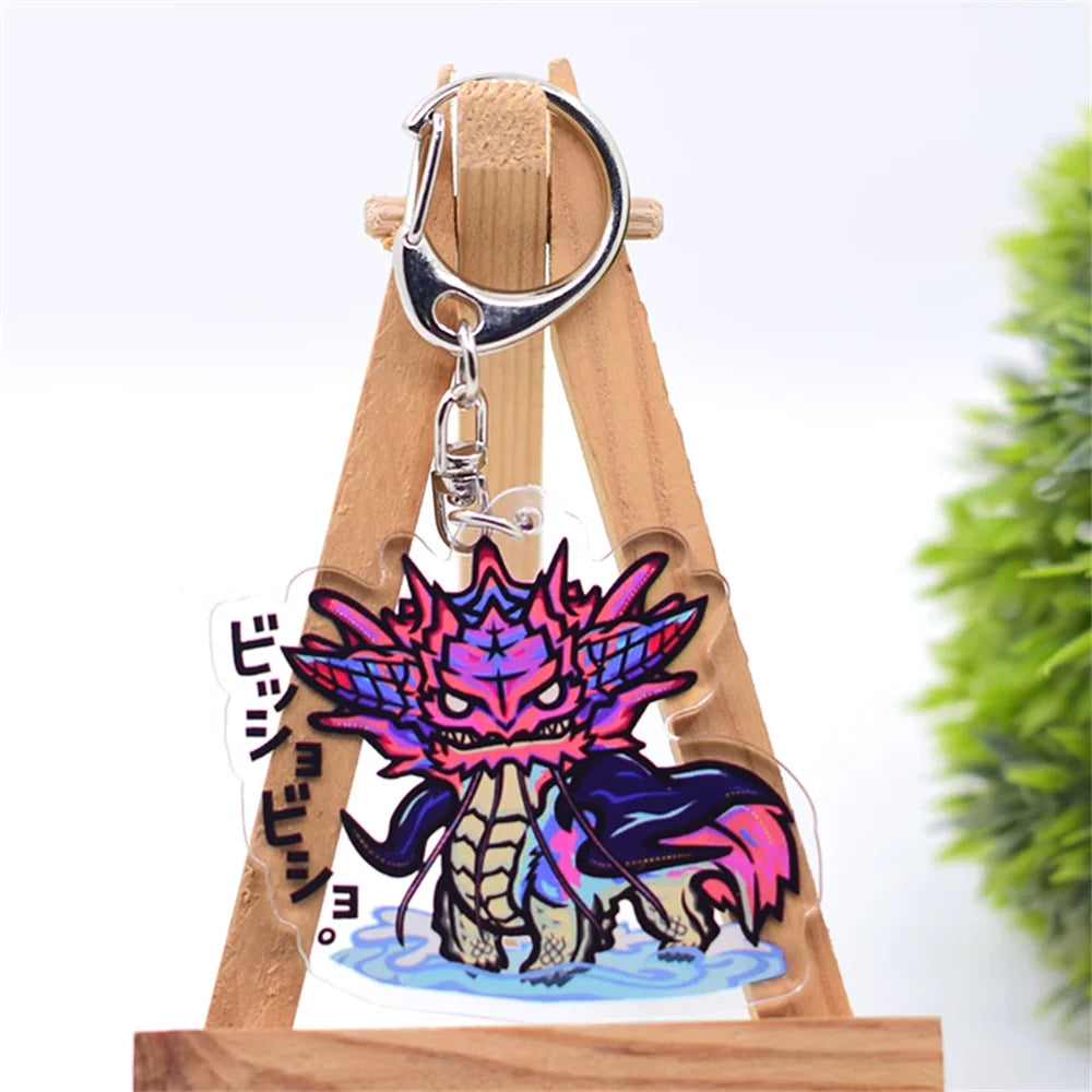 6cm Game Monster Hunter Acrylic keychain 6cm student bag bag small pendant small gift decoration