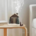 Winter Cabin Decoration - Rustic Log Cabin Incense Burner in Christmas Style for Home Fragrance and New Year Gifts - Snowhouse / China