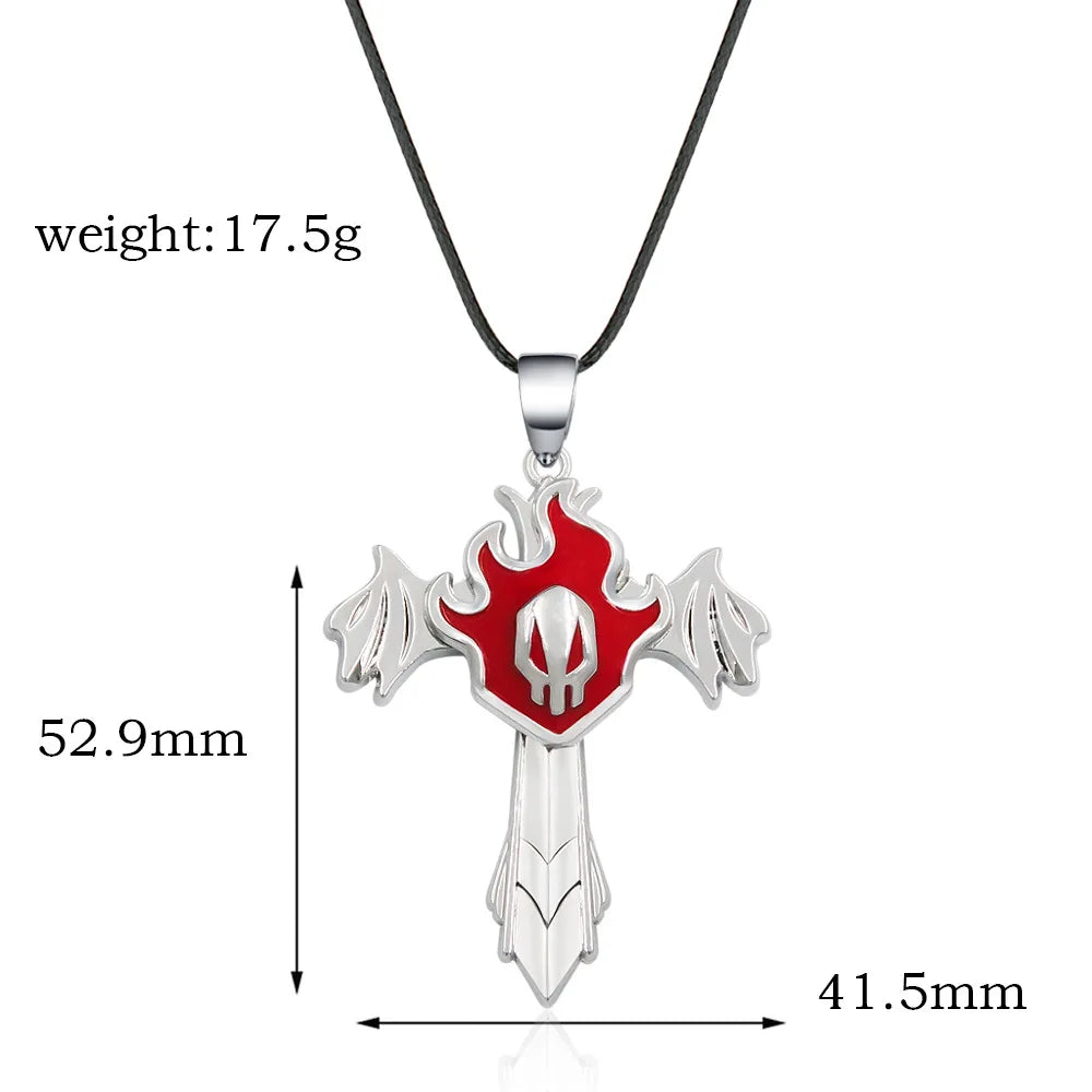 Anime Bleach Keychain Kurosaki Mask Sword Metal necklace Pandent Keyring for Women Men Car Jewelry Fan Cosplay Prop