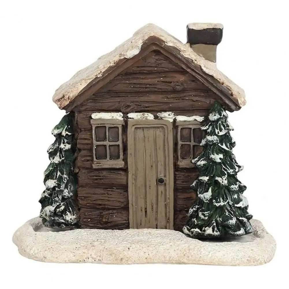 Winter Cabin Decoration - Rustic Log Cabin Incense Burner in Christmas Style for Home Fragrance and New Year Gifts - Snowhouse / China
