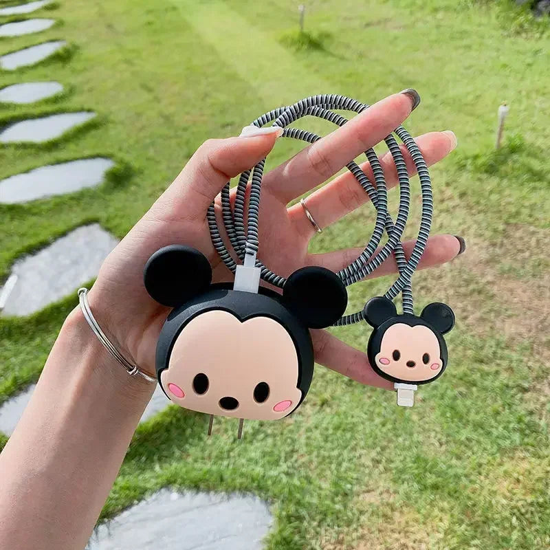 4Pcs/Set  Cute 3D Cartoon Set Cable Protector for iPhone / iPad 18W/20W Charger Case Phone Wire Cord Organizers for iPhone 14 15