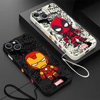 Cartoon Marvel Ironman Deadpool Case for iPhone 12 11 15 Plus X 7 8 13 Mini XR 14 Pro Max SE XS Soft Luxury Cover