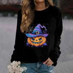 🎃 Vintage Pumpkin Print Long Sleeve T-Shirt – Harajuku Halloween Graphic Tee