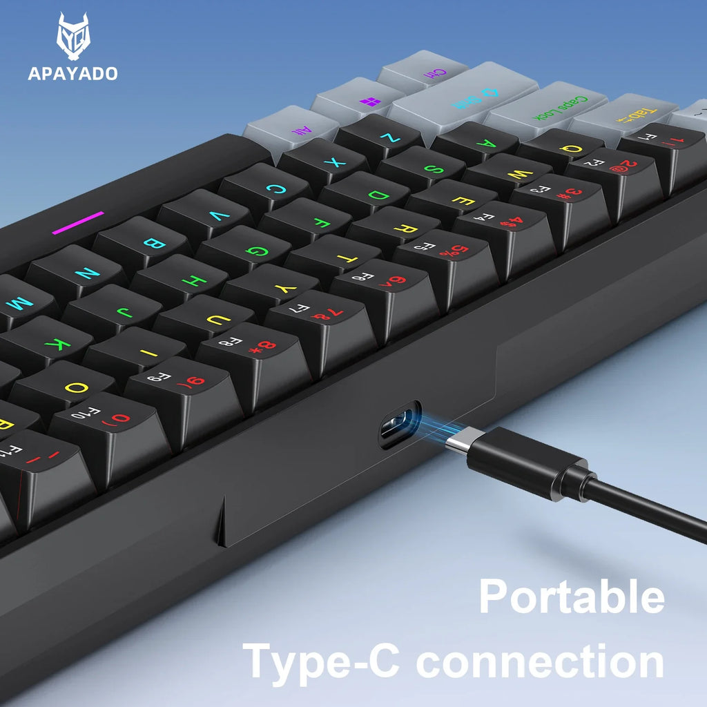 APAYADO K61 60% Wired Mechanical Gaming Keyboard Phantom RGB, 61 Keys, Red/Blue Switch, ergonomic, Portable Mini for PC/Laptop