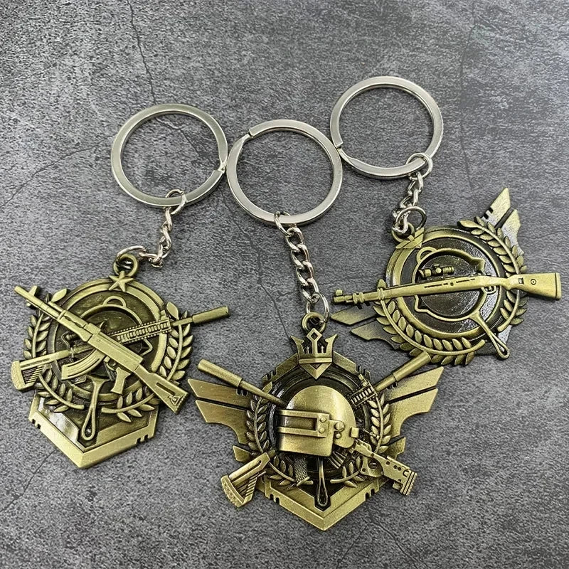 Online Game PUBG Badge Keychain Pendant Cosplay Cyber-Game Playerunknown's Battlegrounds Medal Alloy Key Ring for Game Lovers