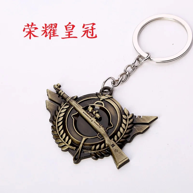 Online Game PUBG Badge Keychain Pendant Cosplay Cyber-Game Playerunknown's Battlegrounds Medal Alloy Key Ring for Game Lovers