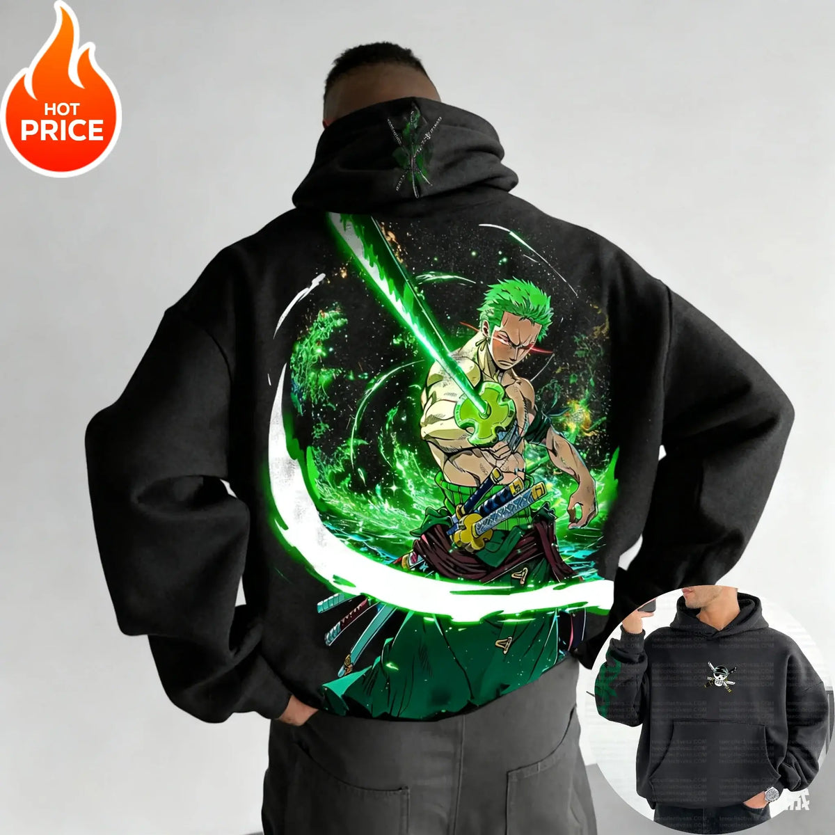 One Piece Zoro Hoodie: Vintage Y2K Oversized Streetwear