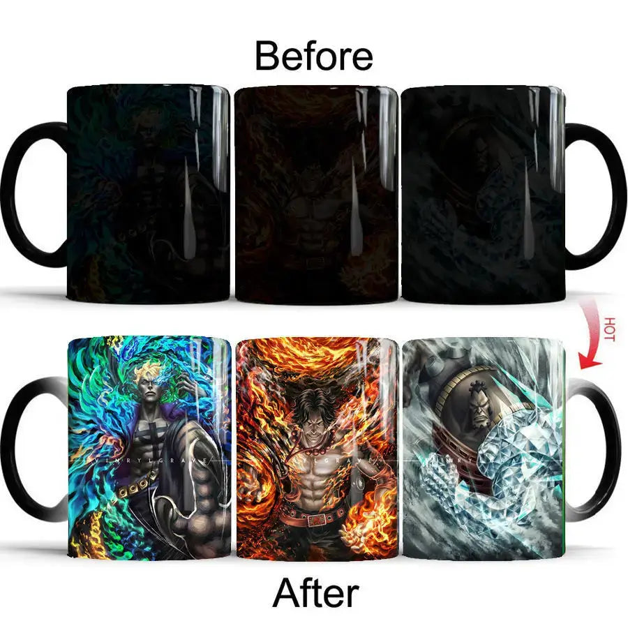 One Piece Color Changing Mug: Nika Luffy & Ace Magic Cup